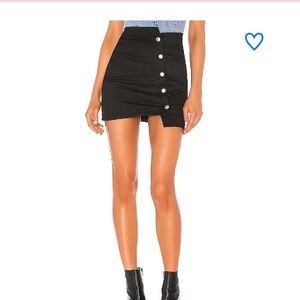 Superdown REVOLVE Asymmetrical Black Button-Front Mini Skirt